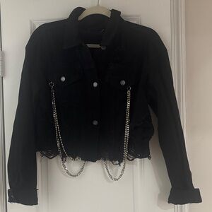 NWT* Black Cropped Jacket with Chain Detail